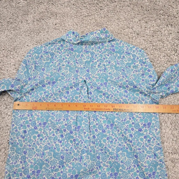 Vineyard Vines Top Women 6 Blue Floral Button Up Long Sleeve Lightweight Relaxed - Picture 8 of 11
